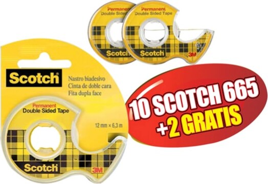 Nastro biadesivo 665 - permanente - senza liner - 6 3 mt x 12 mm - trasparente - Scotch - in chiocciola - Promo Pack 10+2 pezzi Fai da te/Ferramenta/Adesivi e sigillanti/Nastro adesivo/Nastro di montaggio Eurocartuccia - Pavullo, Commerciovirtuoso.it