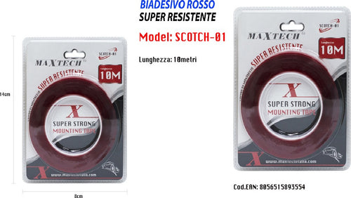 Nastro Biadesivo Rosso Super Resistente Adesivo 10mt Fissaggio Maxtech Casa, arredamento e bricolage > Bricolage e fai da te > Nastri Trade Shop italia - Napoli, Commerciovirtuoso.it
