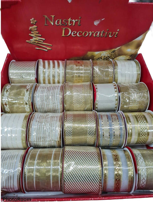 Nastro cordoncino decorato color oro e beige 5 x 300 cm per decorazioni e confezioni natalizie Casa e cucina/Hobby creativi/Cucito/Tessuti MagiediNatale.it - Altamura, Commerciovirtuoso.it