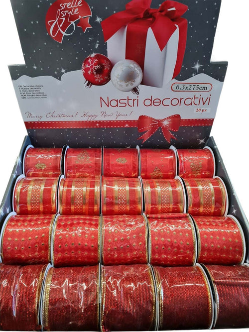 Nastro cordoncino decorato color oro e rosso 6,3 x 275 cm per decorazioni e confezioni natalizie Casa e cucina/Hobby creativi/Cucito/Tessuti MagiediNatale.it - Altamura, Commerciovirtuoso.it