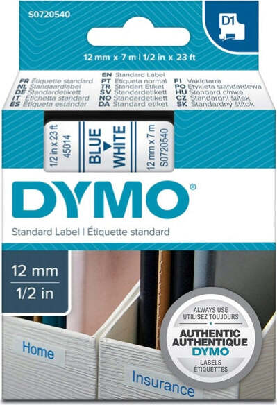 Nastro D1 450140 - 12 mm x 7 mt - blu-bianco - Dymo Cancelleria e prodotti per ufficio/Elettronica per ufficio/Accessori/Accessori per etichettatrici Eurocartuccia - Pavullo, Commerciovirtuoso.it
