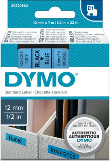 Nastro D1 450160 - 12 mm x 7 mt - nero-blu - Dymo Cancelleria e prodotti per ufficio/Elettronica per ufficio/Accessori/Accessori per etichettatrici Eurocartuccia - Pavullo, Commerciovirtuoso.it