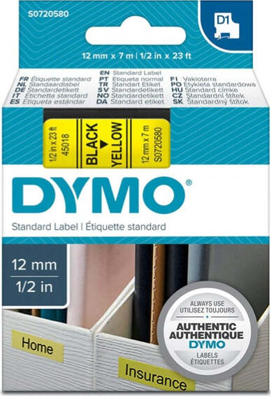 Nastro D1 450180 - 12 mm x 7 mt - nero-giallo - Dymo Cancelleria e prodotti per ufficio/Elettronica per ufficio/Accessori/Accessori per etichettatrici Eurocartuccia - Pavullo, Commerciovirtuoso.it