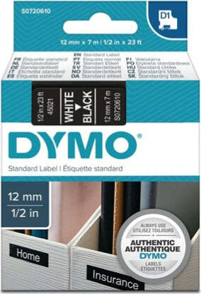 Nastro D1 450210 - 12 mm x 7 mt - bianco-nero - Dymo Cancelleria e prodotti per ufficio/Elettronica per ufficio/Accessori/Accessori per etichettatrici Eurocartuccia - Pavullo, Commerciovirtuoso.it