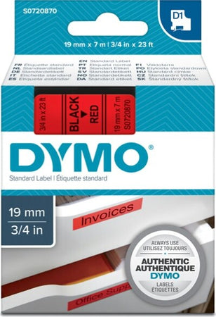 Nastro D1 458070 - 19 mm x 7 mt - nero-rosso - Dymo Cancelleria e prodotti per ufficio/Elettronica per ufficio/Accessori/Accessori per etichettatrici Eurocartuccia - Pavullo, Commerciovirtuoso.it