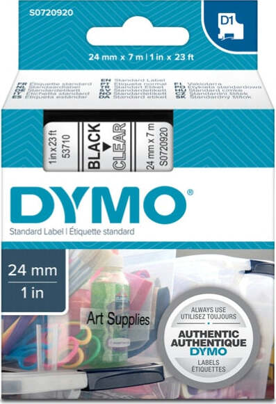 Nastro D1 537100 - 24 mm x 7 mt - nero-trasparente - Dymo Cancelleria e prodotti per ufficio/Elettronica per ufficio/Accessori/Accessori per etichettatrici Eurocartuccia - Pavullo, Commerciovirtuoso.it