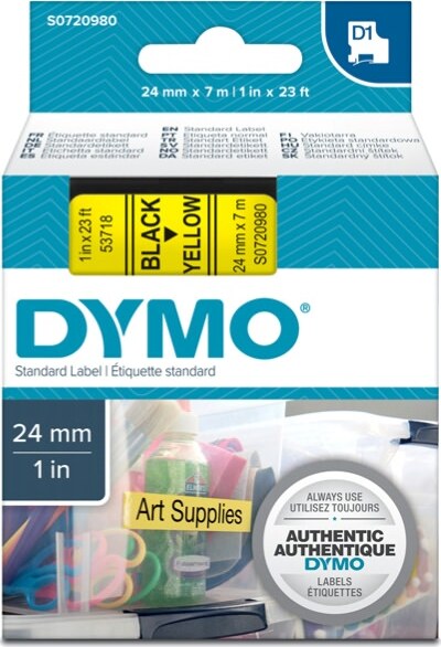 Nastro D1 537180 - 24 mm x 7 mt - nero-giallo - Dymo Cancelleria e prodotti per ufficio/Elettronica per ufficio/Accessori/Accessori per etichettatrici Eurocartuccia - Pavullo, Commerciovirtuoso.it