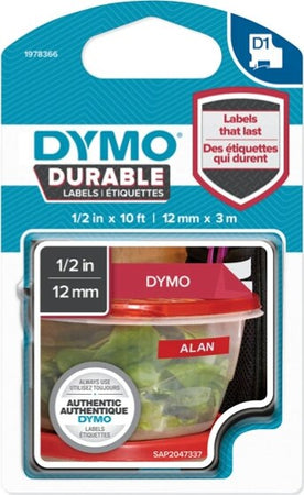 Nastro D1 Durable 1978366 - 12 mm x 3 mt - bianco-rosso - Dymo Cancelleria e prodotti per ufficio/Elettronica per ufficio/Accessori/Accessori per etichettatrici Eurocartuccia - Pavullo, Commerciovirtuoso.it
