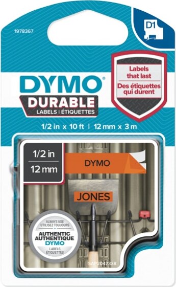 Nastro D1 Durable 1978367 - 12 mm x 3 mt - nero-arancio - Dymo Cancelleria e prodotti per ufficio/Elettronica per ufficio/Accessori/Accessori per etichettatrici Eurocartuccia - Pavullo, Commerciovirtuoso.it