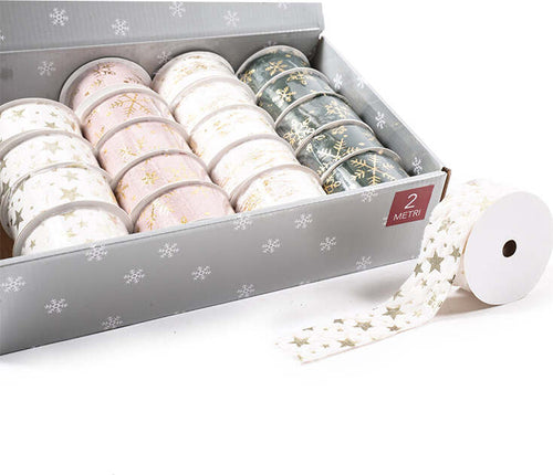 Nastro in tessuto natalizio per decorazioni e confezioni decorato oro 2 mt Casa e cucina/Hobby creativi/Cucito/Tessuti MagiediNatale.it - Altamura, Commerciovirtuoso.it