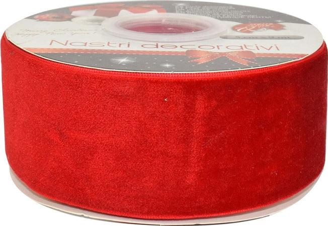 Nastro in velluto Rosso 50 mm x 9 mt per decorazioni e confezioni natalizie Casa e cucina/Hobby creativi/Cucito/Tessuti MagiediNatale.it - Altamura, Commerciovirtuoso.it