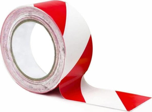Nastro-Segnaletico-Di-Sicurezza-Rotolo-Da-50-Mt-Segna-Percorso-Bianco-Rosso