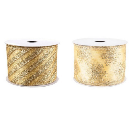 Nastro decorativo "Tinsel" oro per confezioni natalizie h 63 mm x 4 mt