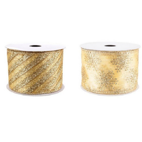 Nastro decorativo Tinsel oro per confezioni natalizie h 63 mm x 4 mt