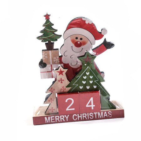 Calendario perpetuo per avvento in legno per decorazioni natalizie