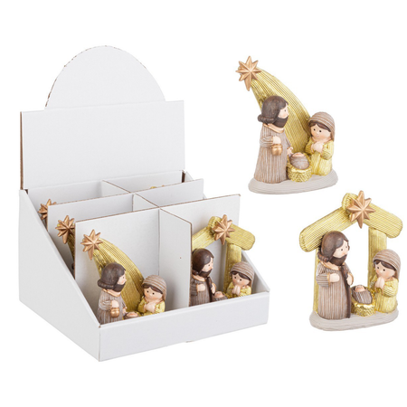 Natività "Timothy" naturale in poliresina, presepe da 9,3x5x12h