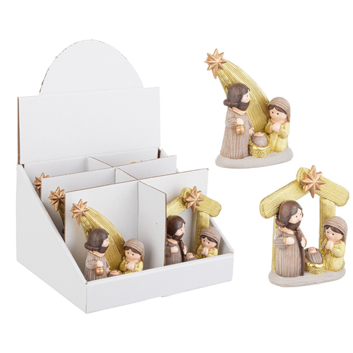 Natività Timothy naturale in poliresina, presepe da 9,3x5x12h