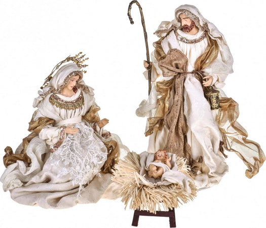 Natività completa statue per presepe con vestiti in tessuto Champagne h 46 cm Casa e cucina/Decorazioni per interni/Addobbi e decorazioni per ricorrenze/Decorazioni natalizie/Presepi/Statuine e fondali per il presepe MagiediNatale.it - Altamura, Commerciovirtuoso.it