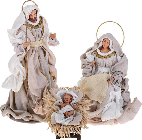 Natività completa statue per presepe con vestiti in tessuto Crema da 36 cm Casa e cucina/Decorazioni per interni/Addobbi e decorazioni per ricorrenze/Decorazioni natalizie/Presepi/Statuine e fondali per il presepe MagiediNatale.it - Altamura, Commerciovirtuoso.it