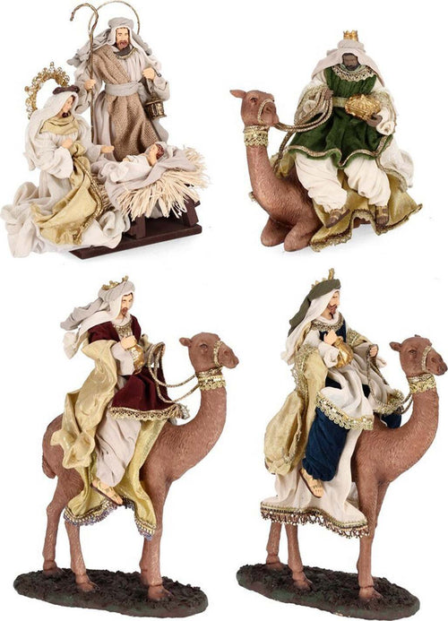 Natività con 3 dromedari con re magi con vestiti in tessuto color oro statue per presepe Casa e cucina/Decorazioni per interni/Addobbi e decorazioni per ricorrenze/Decorazioni natalizie/Presepi/Statuine e fondali per il presepe MagiediNatale.it - Altamura, Commerciovirtuoso.it