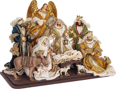 Natività con 3 Re magi, Angelo e Asino con vestiti in tessuto statue per presepe Casa e cucina/Decorazioni per interni/Addobbi e decorazioni per ricorrenze/Decorazioni natalizie/Presepi/Statuine e fondali per il presepe MagiediNatale.it - Altamura, Commerciovirtuoso.it