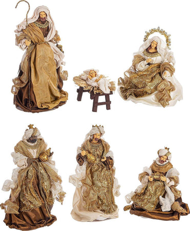 Natività con 3 Re magi con vestiti in tessuto color bronzo statue per presepe h 41 cm Casa e cucina/Decorazioni per interni/Addobbi e decorazioni per ricorrenze/Decorazioni natalizie/Presepi/Statuine e fondali per il presepe MagiediNatale.it - Altamura, Commerciovirtuoso.it