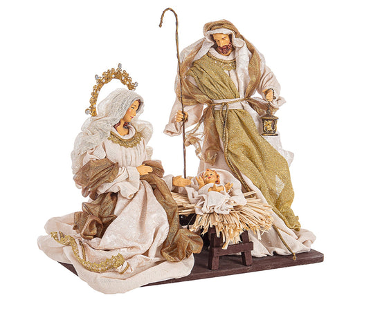 Natività con 3 Re magi con vestiti in tessuto statue per presepe