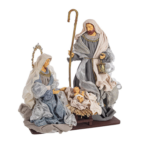 Natività con vestiti in tessuto Celeste Azzurro statue per presepe