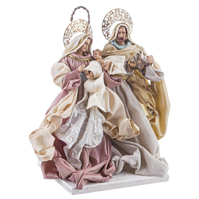 Natività Onorata con vestiti in tessuto statue per presepe