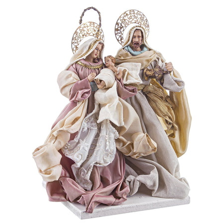 Natività Onorata con vestiti in tessuto statue per presepe