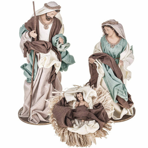 Natività completa per presepe in tessuto set da 3 statue decorazione natalizia h 36 cm