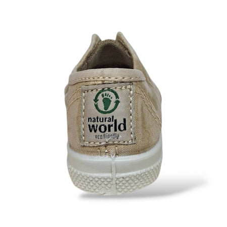 Sneakers Bambini Natural World 470 Beige Chiaro Elastico – Scarpe Vegane Traspiranti Primavera Estate