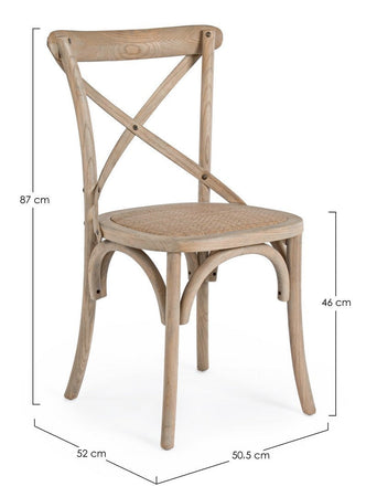Sedia "Cross" con struttura in legno di olmo, per arredo interno 50,5 x 52 x h 87 cm