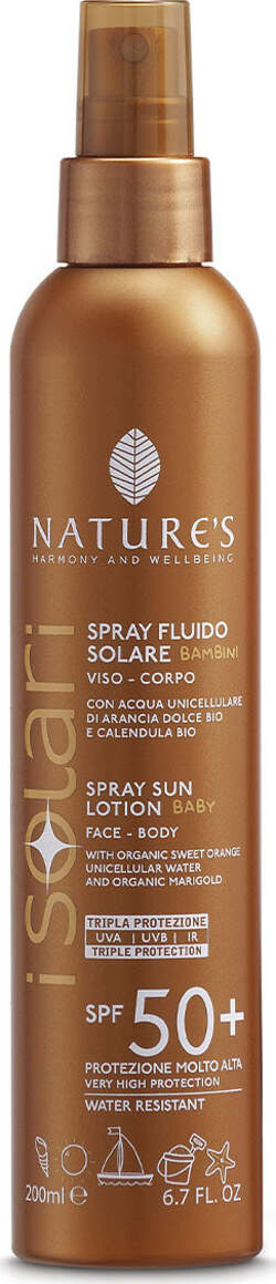 Nature's---iSolari,-Spray-Fluido-Solare-Bambini-SPF-50+,-Protezione-Solare-Spray,-Protezione-Solare-Bambini,-Rapido-Assorbimento,-Azione-Protettiva-200-ml