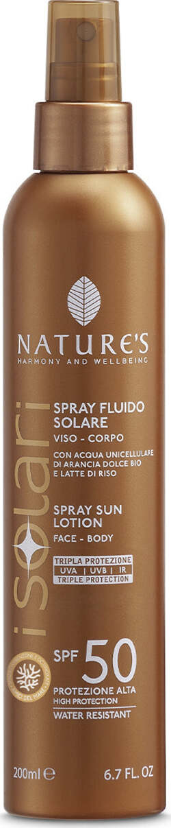 Nature's---iSolari,-Spray-Fluido-Solare-SPF-50-200-ml,-Protezione-Solare-Spray,-Rapido-Assorbimento,-Azione-Protettiva