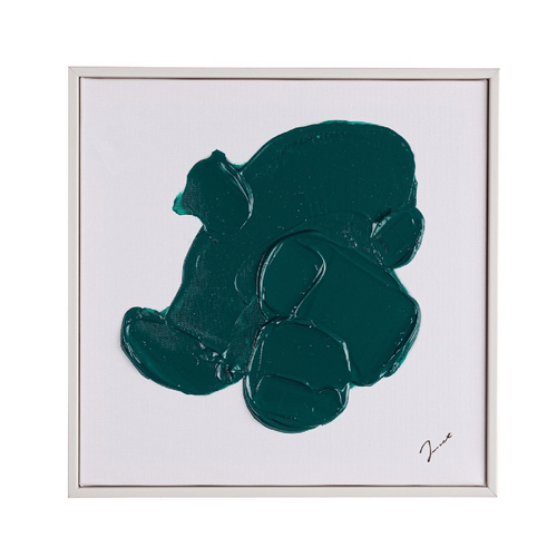 Quadro dipinto trilix verde 30 x 30 su tela dipinta a mano e struttura in legno di pino