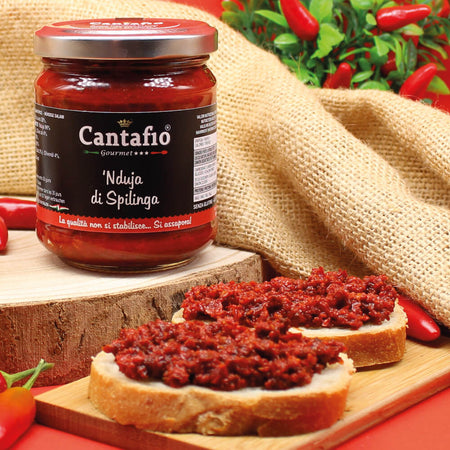 Nduja di Spilinga in vasetto calabrese artigianale CANTAFIO GOURMET® piccante in vasetto salume spalmabile Calabria 180gr