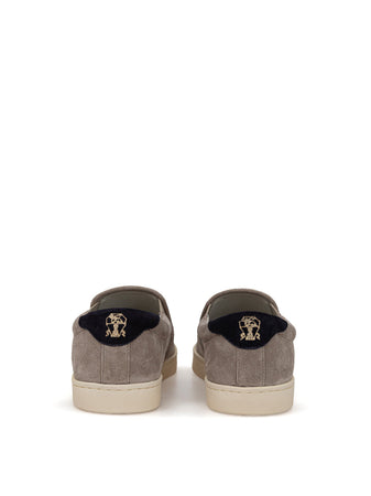 Brunello Cucinelli Slip on in Suede Tortora da uomo