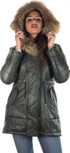 Nebraska---Piumino-Donna-Verde-in-vera-pelle
