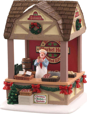 Negozio di BratWurst con luci edificio in poliresina per villaggio di Natale Casa e cucina/Decorazioni per interni/Addobbi e decorazioni per ricorrenze/Decorazioni natalizie/Oggettistica MagiediNatale.it - Altamura, Commerciovirtuoso.it