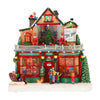 Scena Natalizia negozio giochi illuminata con led decorazione per villaggio di Natale