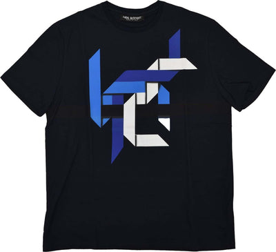NEIL-BARRET-Neil-Barrett-T-shirt-Blu-Uomo-Cotone-Stampa-Gommata-Mod.BJT182VE577S466-da-uomo