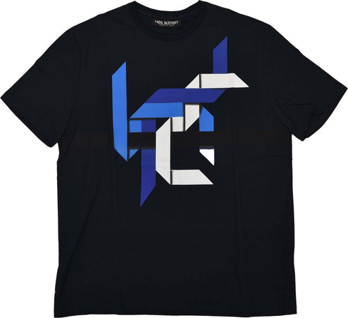 NEIL-BARRET-Neil-Barrett-T-shirt-Blu-Uomo-Cotone-Stampa-Gommata-Mod.BJT182VE577S466-da-uomo
