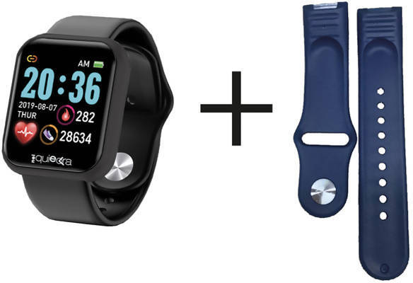 Nelquieora Smartwatch Cassa Nera Cinturino in Silicone Orologio Smartwatch Bluetooth E Compatibile Con Android E Apple
