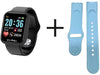 Nelquieora Smartwatch Cassa Nera E Cinturino in Silicone Nero + Celeste Orologio Smartwatch Bluetooth E Compatibilità Con Android E Apple