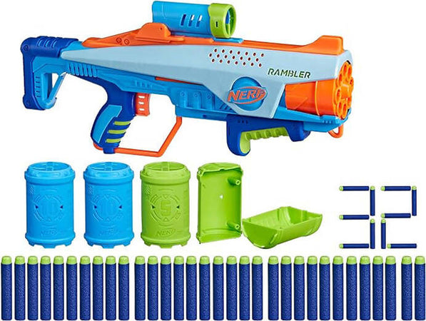 Nerf-elite-junior-jr-rookie-pack,-blaster-facile-da-usare,-32-dardi-nerf-elite,-4-bersagli