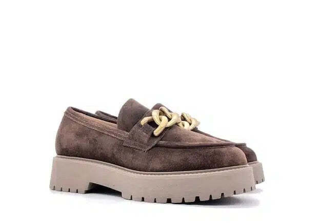 NERO GIARDINI Mocassino Donna Velour Castagno