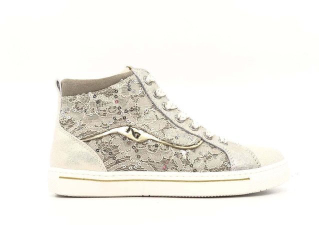 NERO GIARDINI Sneaker alta bambina Luxury Champagne platino