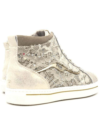 NERO GIARDINI Sneaker alta bambina Luxury Champagne platino