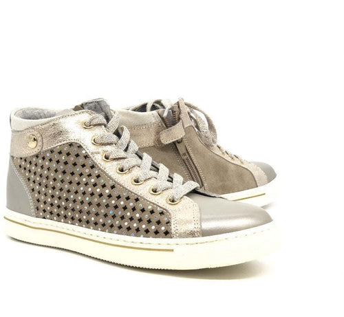 NERO GIARDINI Sneaker alta bambina Luxury Platino Savana